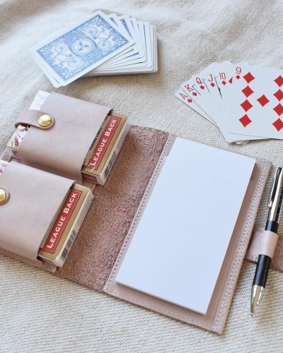 Leather cover card game gift set lifestyle