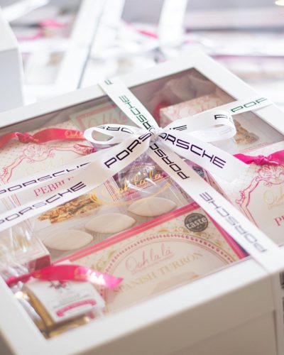 Sweets and treats gift box with branded ribbon